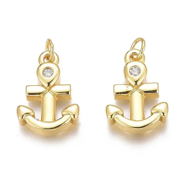 Brass Micro Pave Clear Cubic Zirconia Charms