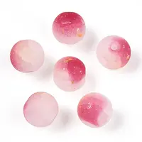 Frosted Baking Painted Crackle Glass Beads with Glitter Powder