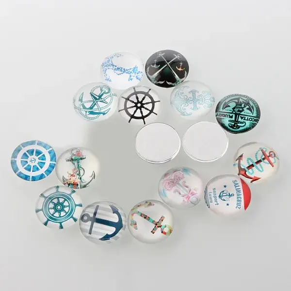 Helm &  Anchor Printed Glass Cabochons