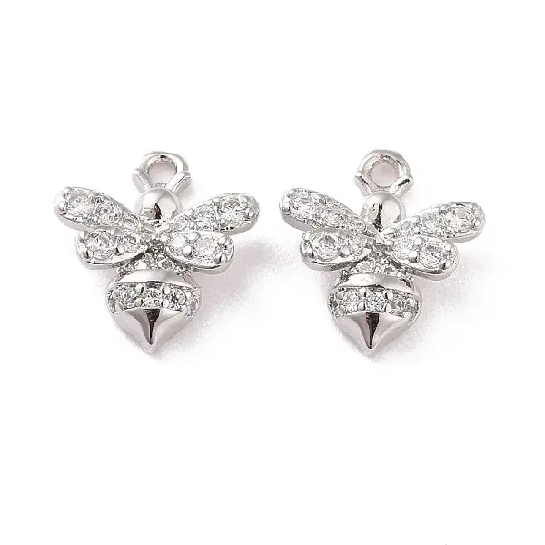 Brass Micro Pave Clear Cubic Zirconia Charms