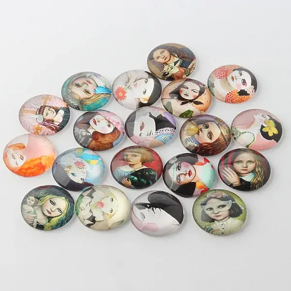 Girl Printed Glass Cabochons