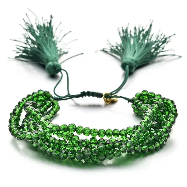 Faceted Glass Braided Bead Bracelets