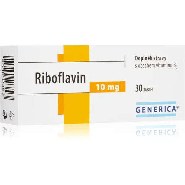 Generica Riboflavin tablety k udržování normálního stavu vlasů, pokožky a sliznic 30 tbl