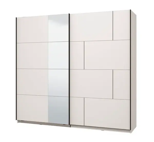Šatní skříň s posuvnými dveřmi a zrcadlem antonia - bílá