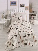 Přehoz+polštář 160x220 dog - růžová