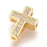 Brass Micro Pave Cubic Zirconia Beads