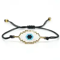 Glass Seeds Evil Eye Link Bracelet