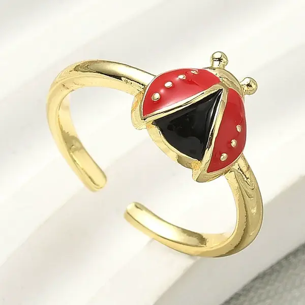Brass Enamel Cuff Rings for Women