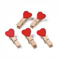 Wooden Craft Pegs Clips with Heart Beads