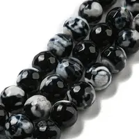 Dyed Natural Fire Crackle Agate Faceted Round Beads Strands