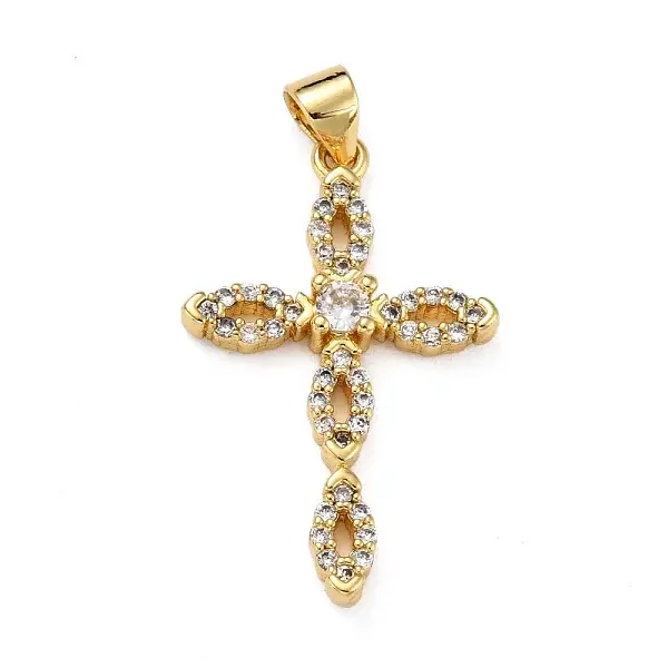 Brass Micro Pave Clear Cubic Zirconia Pendants