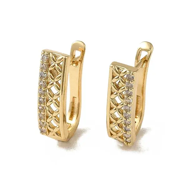Brass Micro Pave Cubic Zirconia Hoop Earring