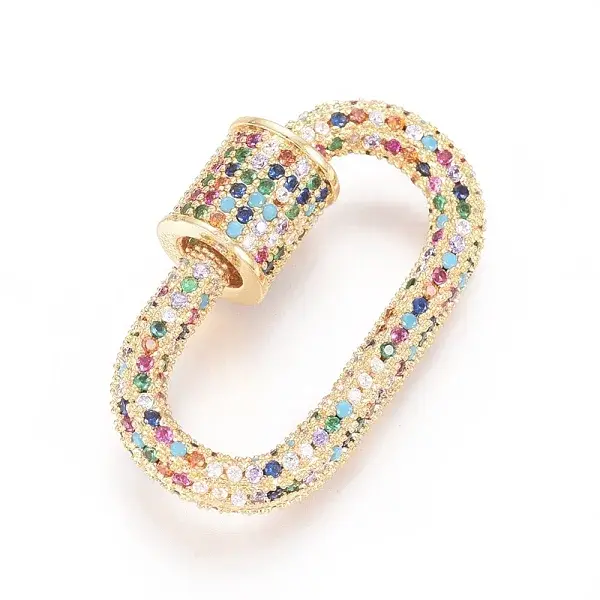Brass Micro Pave Cubic Zirconia Screw Carabiner Lock Charms