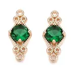 Brass Pave Faceted Glass Connector Charms