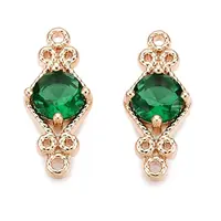 Brass Pave Faceted Glass Connector Charms