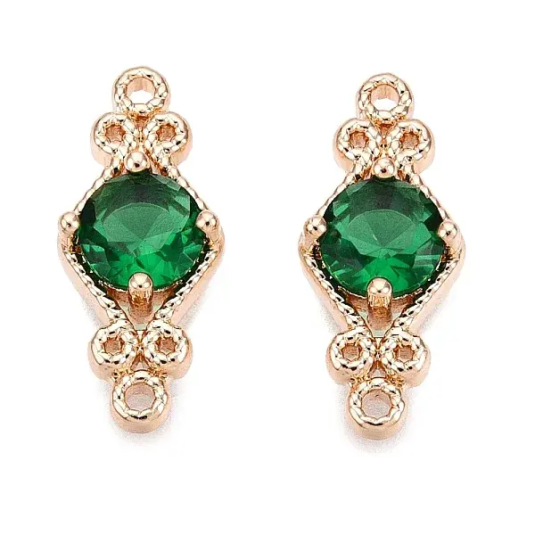 Brass Pave Faceted Glass Connector Charms