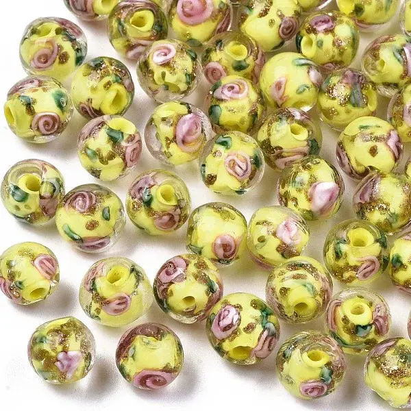 Handmade Gold Sand Lampwork Beads