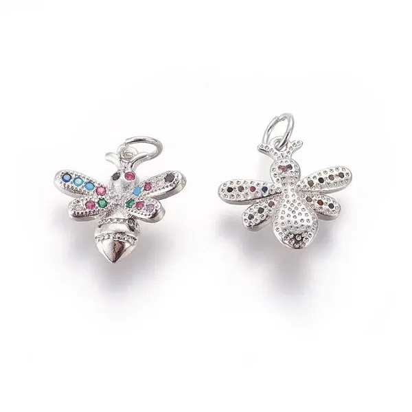 Brass Micro Pave Cubic Zirconia Charms