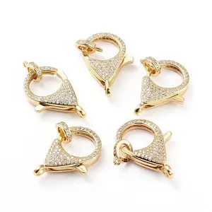 Brass Micro Pave Cubic Zirconia Lobster Claw Clasp