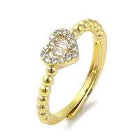 Rack Plating Brass Micro Pave Cubic Zirconia Adjustable Rings