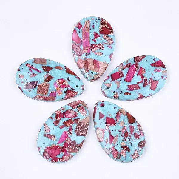 Assembled Synthetic Imperial Jasper and Turquoise Pendants
