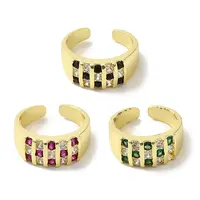 Rack Plating Brass Micro Pave Cubic Zirconia Cuff Rings