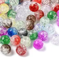 100Pcs Transparent Crackle Acrylic Beads
