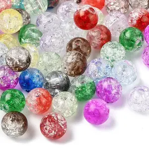 100Pcs Transparent Crackle Acrylic Beads
