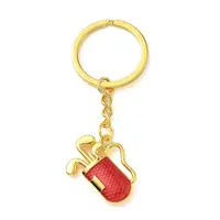 Alloy Enamel Sports Red Golf Tube Keychains