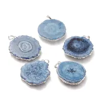 Dyed Natural Druzy Solar Quartz Crystal Pendants