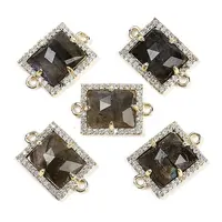 Natural Labradorite Faceted Rectangle Links