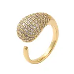 Teardrop Brass Micro Pave Clear Cubic Zirconia Open Cuff Rings for Women