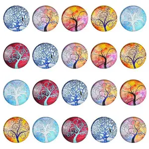 Half Round/Dome Tree Pattern Glass Flatback Cabochons for DIY Projects