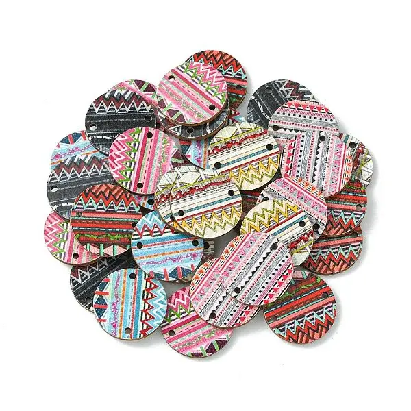 Bohemian Style Printed Basswood Link Connectors