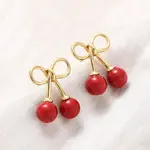 Cherry Brass ABS Plastic Pearl Stud Earrings
