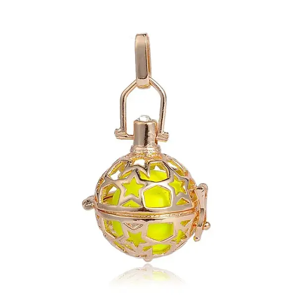 Golden Plated Brass Hollow Round Cage Pendants