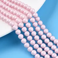 Baking Painted Pearlized Glass Pearl Bead Strands