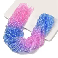 Transparent Painted Glass Beads Strands