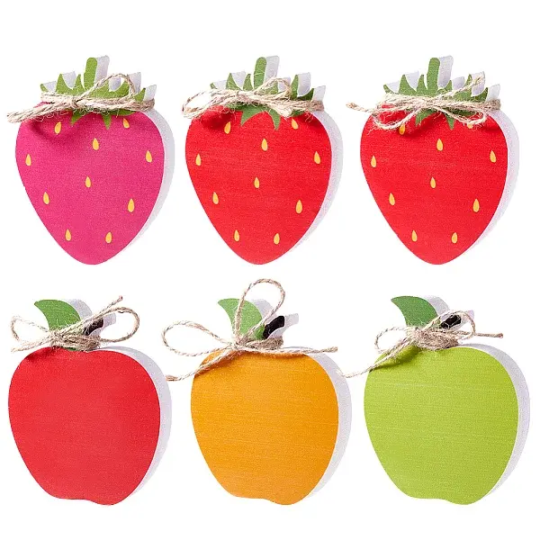 6Pcs Wood Fruits Figurines