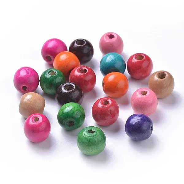 Dyed Natural Wood Beads