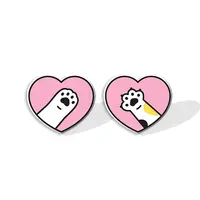 Acrylic Heart with Footprint Stud Earrings for Women