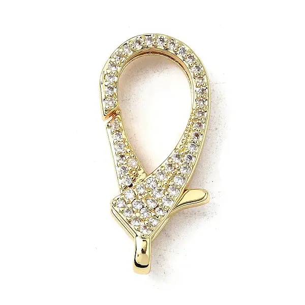 Brass Clear Cubic Zirconia Lobster Claw Clasps