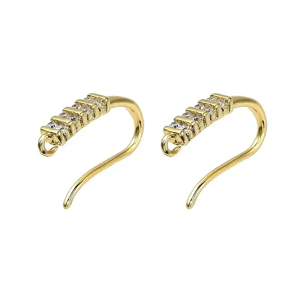Brass Micro Pave Clear Cubic Zirconia Earring Hooks
