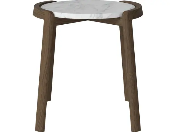 Konferenční stolek Mix Ø46 cm, více variant - Bolia Varianta: Grey/white marble | Dark oiled oak, Solid | v. 48 cm