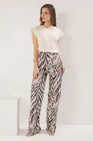 Trendyol Brown Animal Print High Waist Wide Leg Jeans