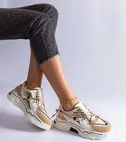 Gemre Beige sneakers decorated with rhinestone laces Valdeza