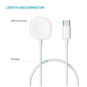 Nabíjecí USB-C kabel FIXED pro Apple Watch, bílá