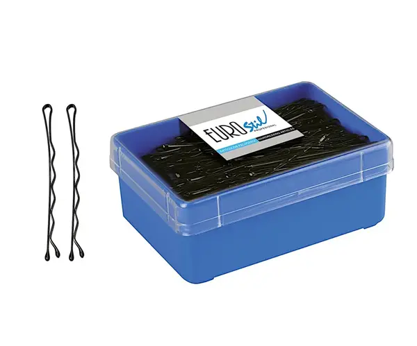 Vlnitá sponka Eurostil Professional - 5 cm, černá - 300 ks (01610/50) + dárek zdarma