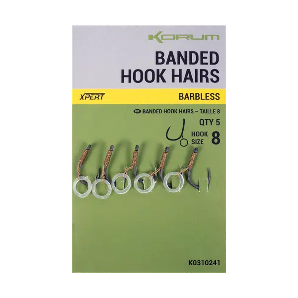 Korum háček s gumičkou banded hook hairs barbless - velikost 12