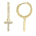 Troli Kruhová pozlacená single náušnice "T" se zirkony